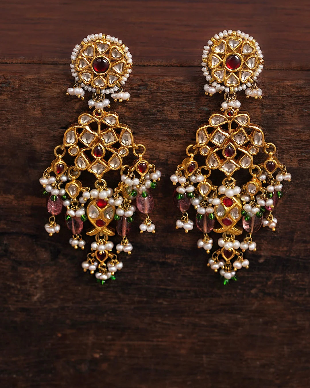 Nalini Polki and Gold Earrings