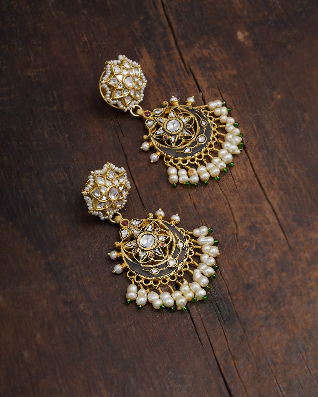 indian polki gold earring