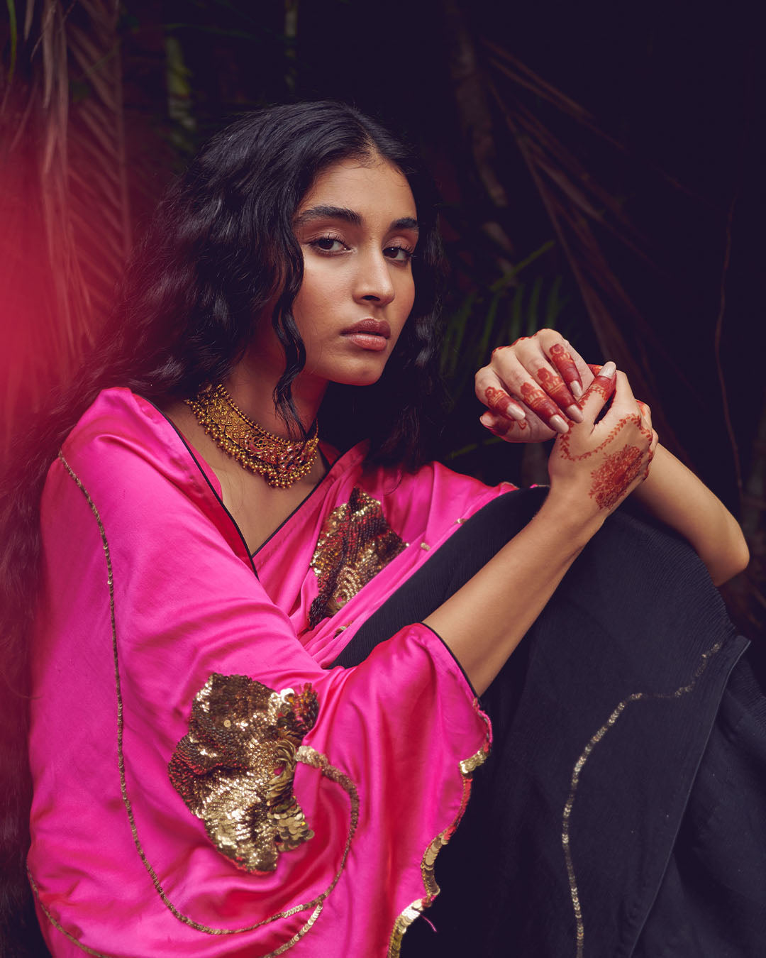Padmini Thussi Necklace featuring handcrafted gold, polki (uncut) diamonds, emerald details, and heritage-inspired Indian bridal design.