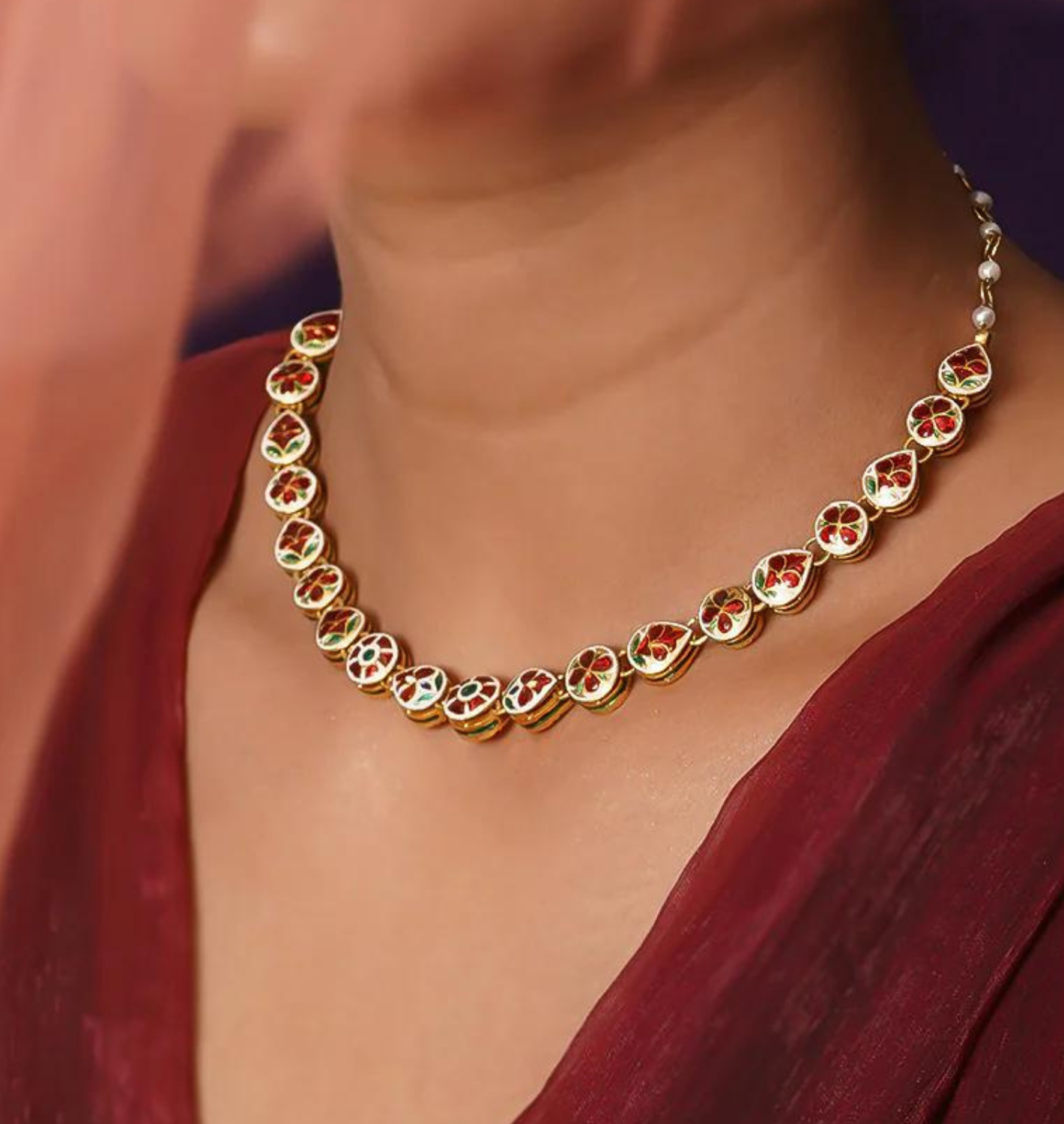 indian fine jewelry polki necklace