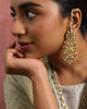 Gaurvi Polki Uncut Diamond Earrings in Gold with Green Accents