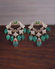 Khwabeeda chandbaali earrings with emeralds rose cut diamonds and red enamel