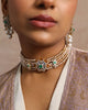 Handcrafted Leeza Choker in Gold with Emerald & Pearls