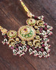 Raag polki necklace with tourmaline emeralds pearls and enamel