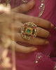 Kundan Polki Uncut Jadau Pearls Emerald Gemstones Ring