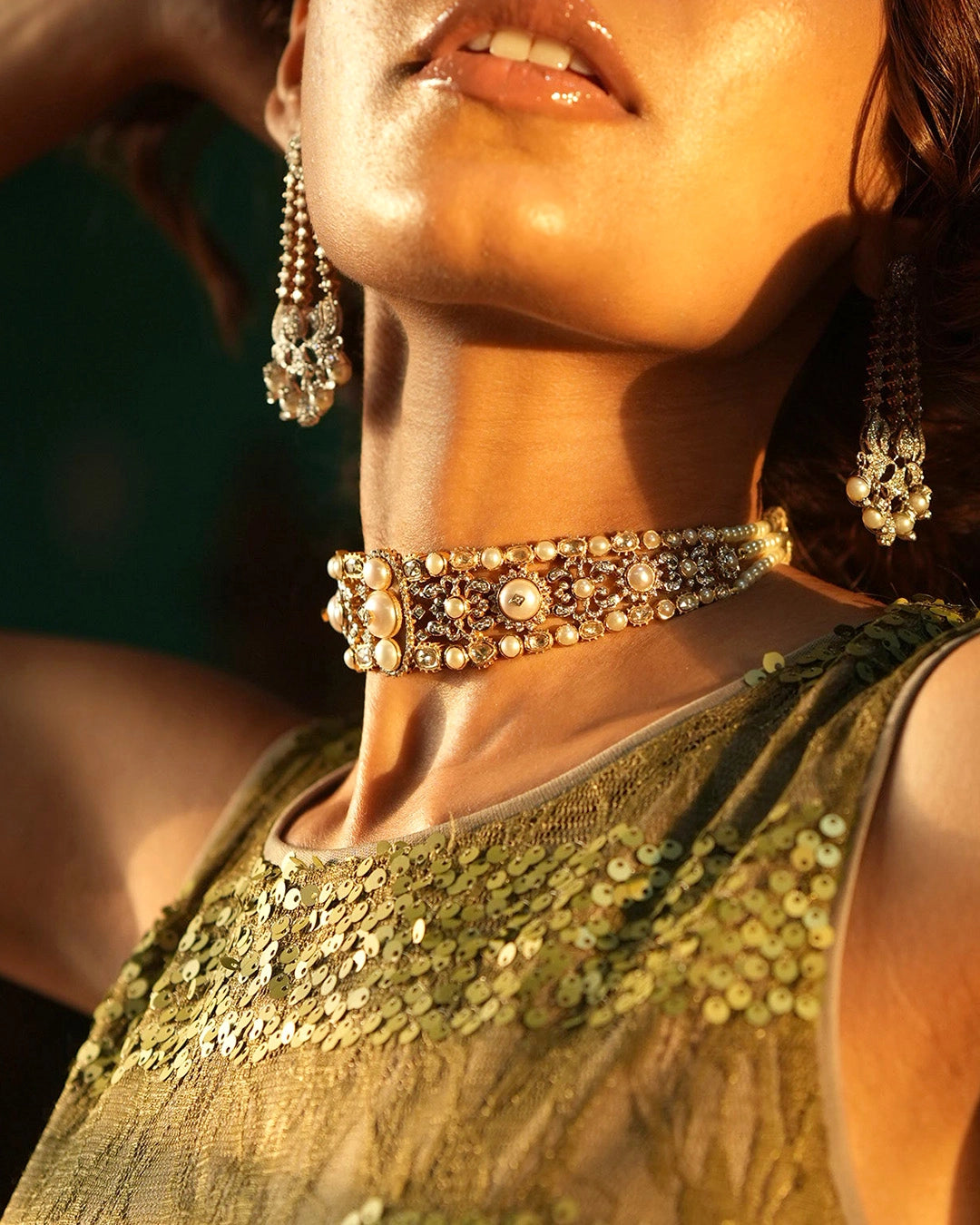 Tarika Diamond and Pearl Choker Timeless Indian Jewelry Aurus