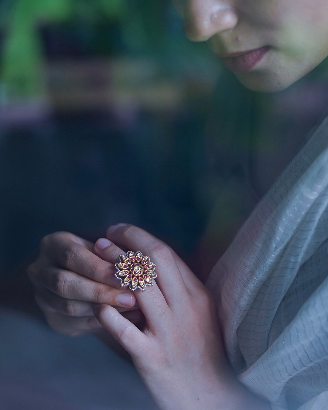 Polki / Uncut / Jadau Diamonds / Ruby / Ring / Flower