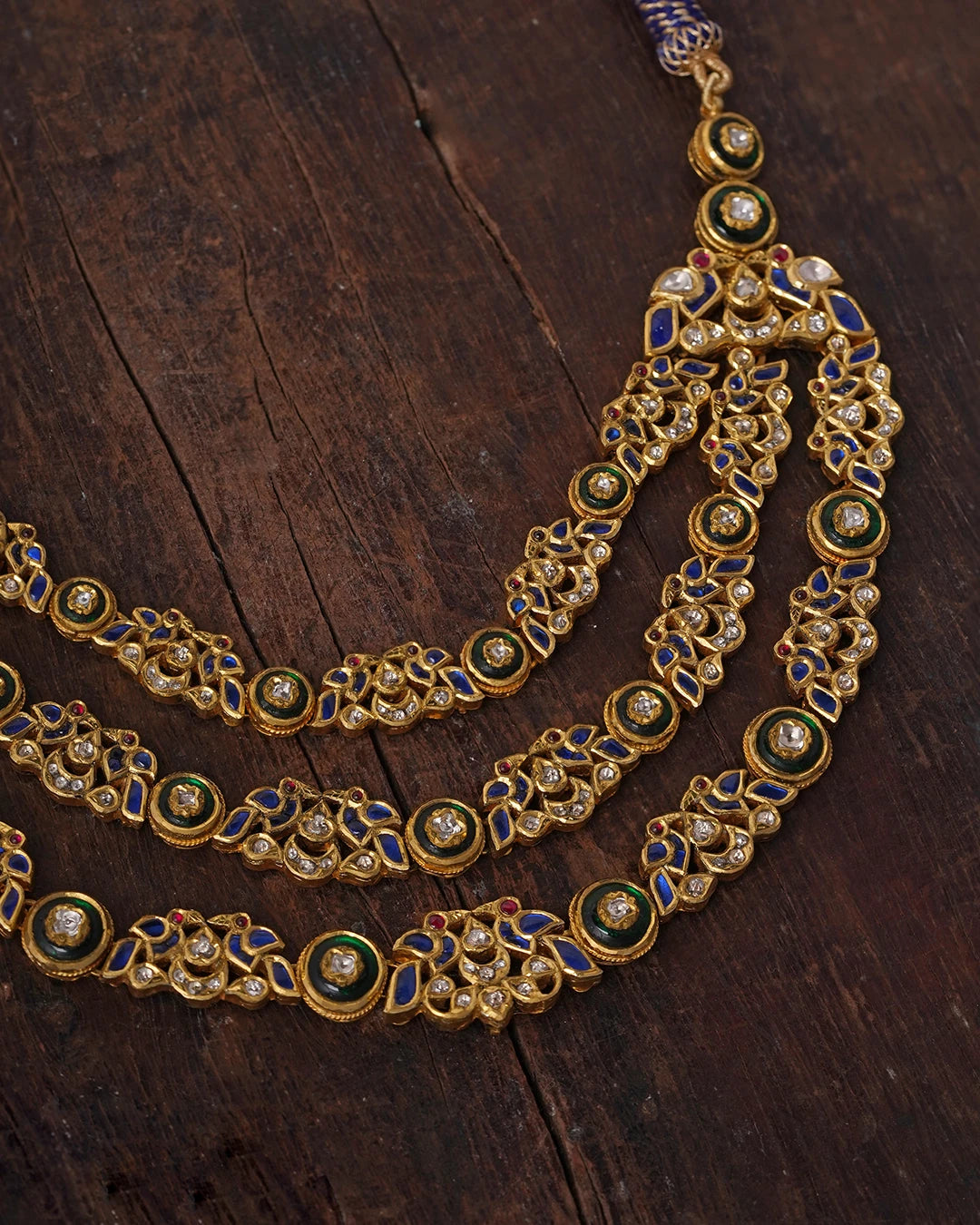 meenakari polki and gold necklace for women