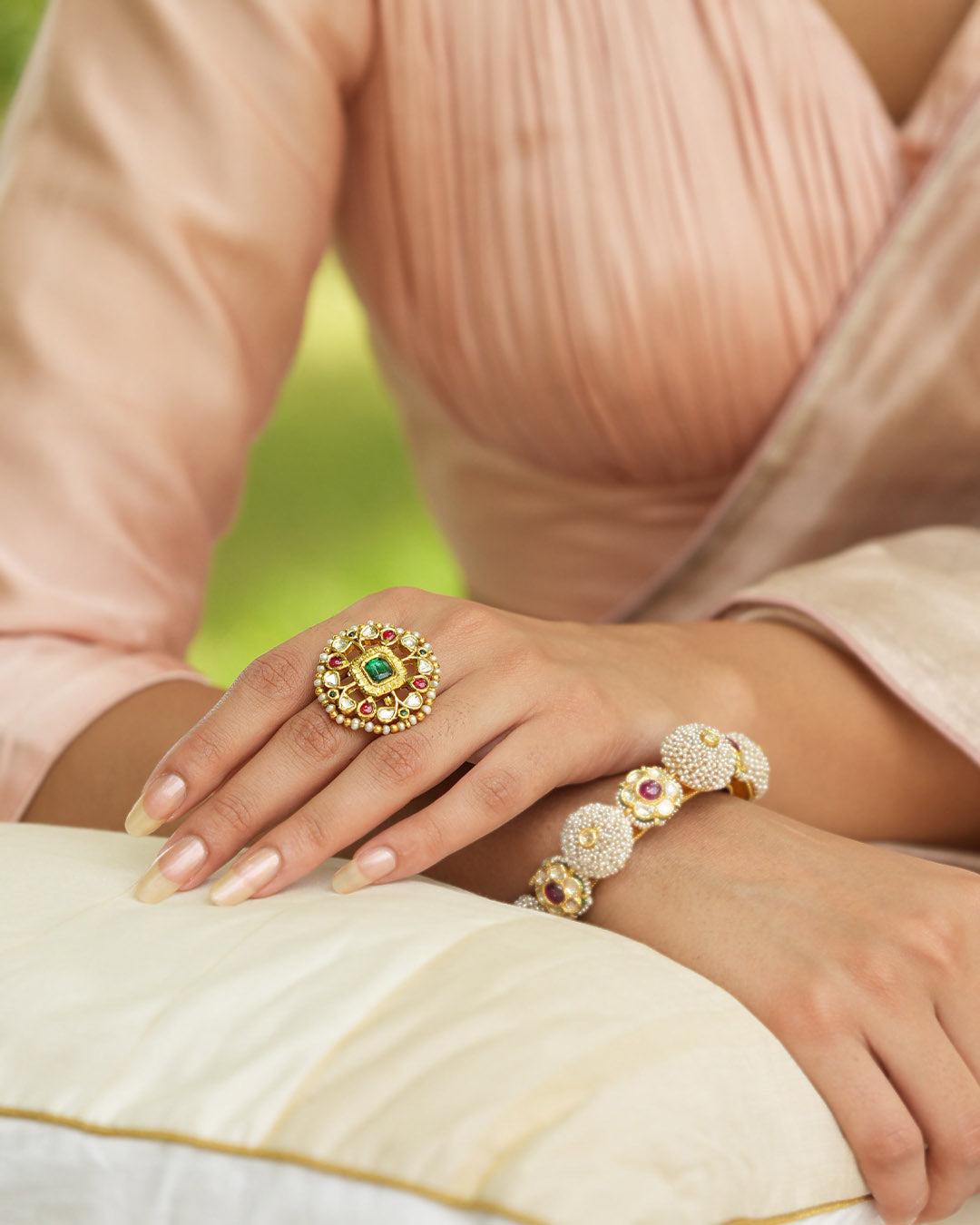 Morganite Engagement Ring in Rose Gold Mini Vintage Floral Diamond Band |  La More Design