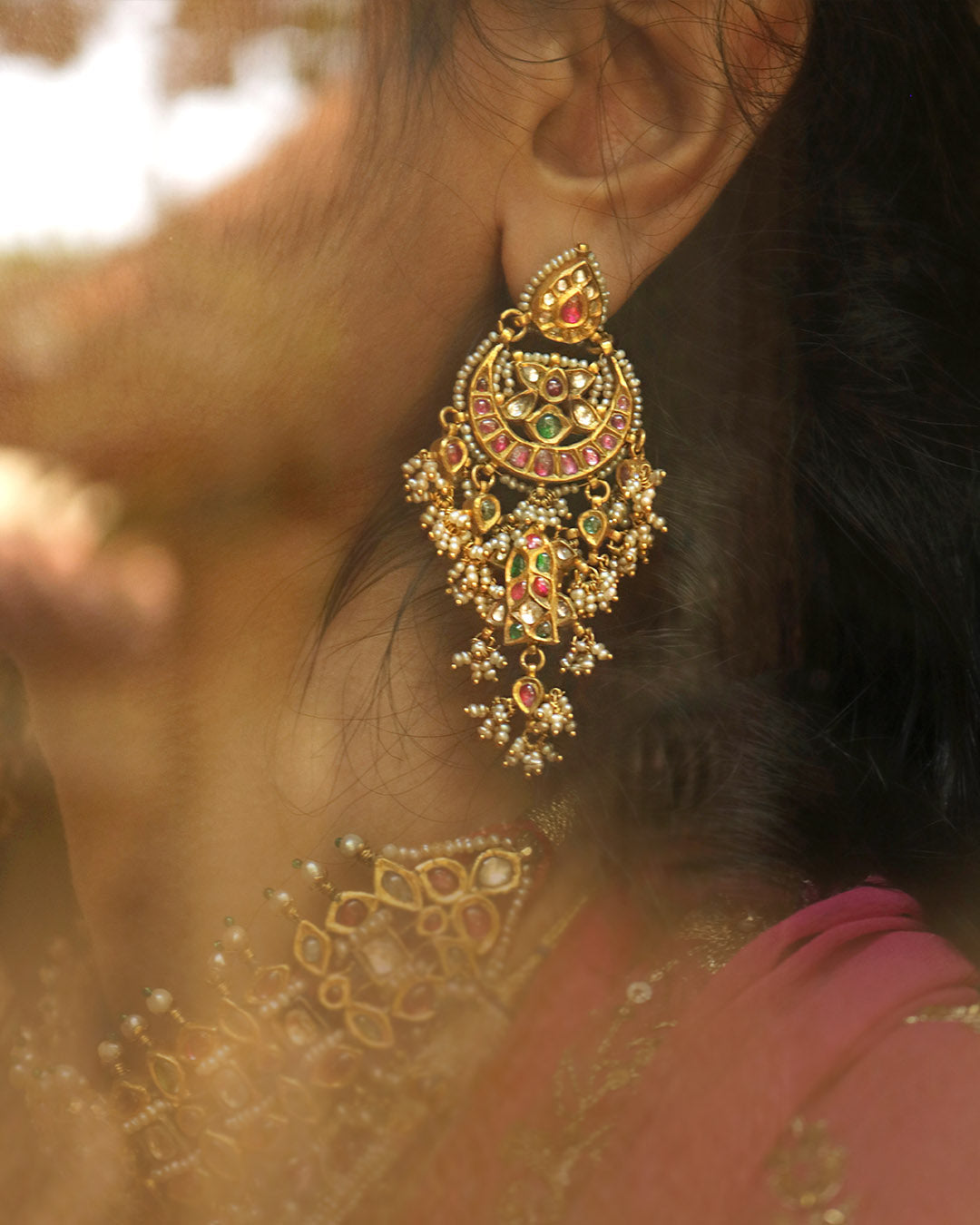 Peacock Multi Stone Ear Jhumka Earrings, Jewellery, Earrings & Drops Free  Delivery India.