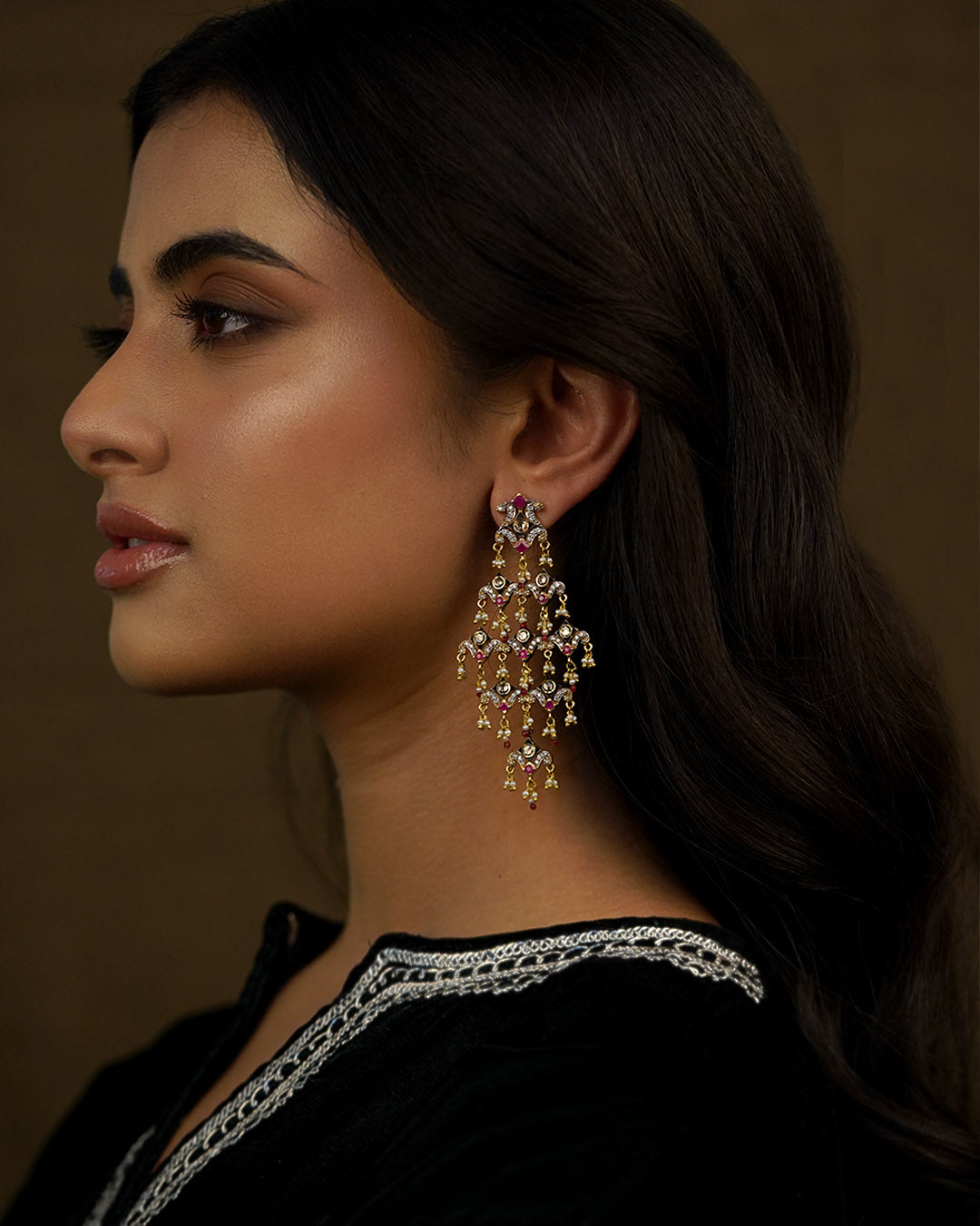 gold with pearl earrings