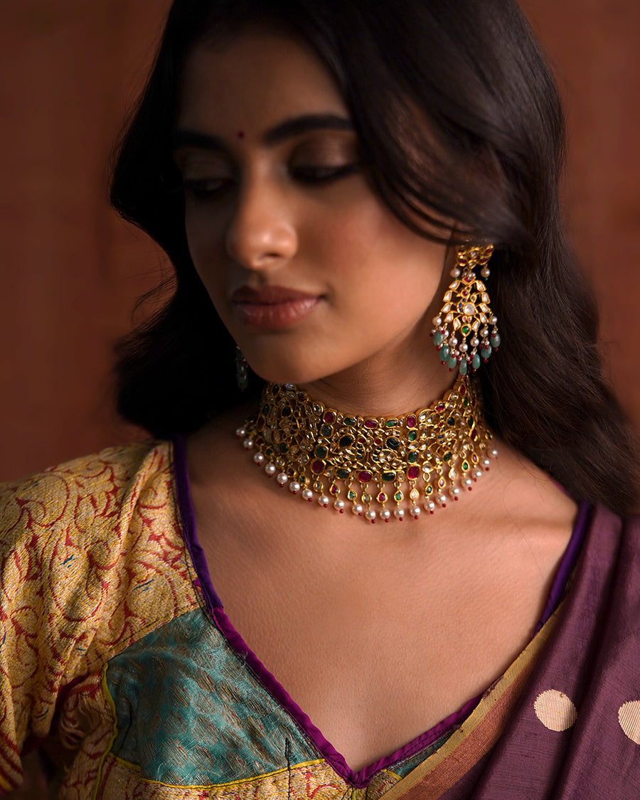 Rano Gold Kundan Jadau polki Choker Necklace – Timeless Indian Jewelry ...